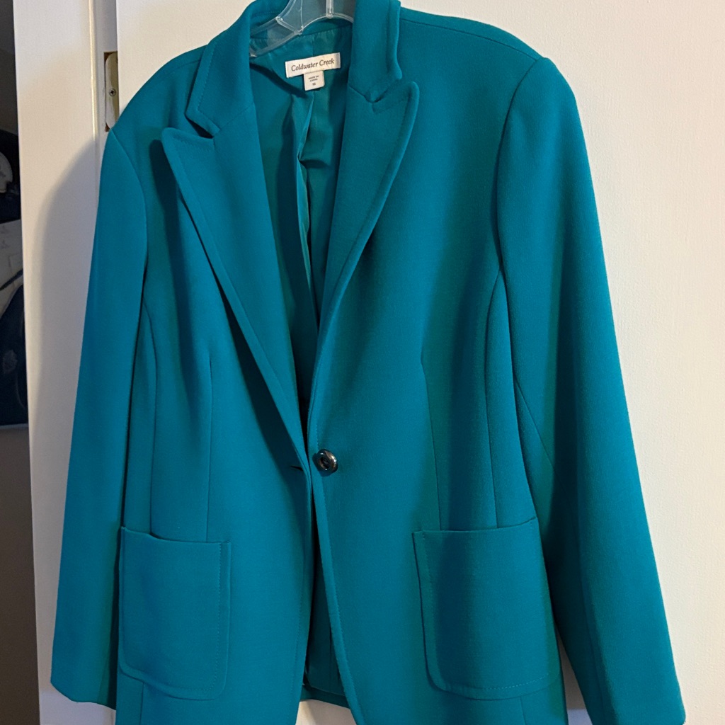 Coldwater Creek Women's Vibrant Teal Blazer Fits 12 -16 Runs Small